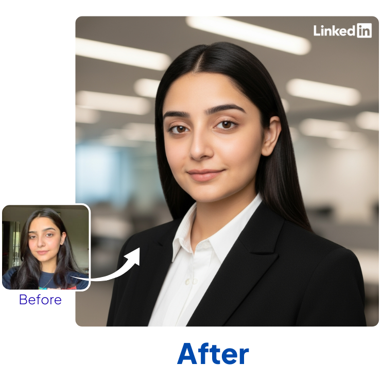 Before and after AI headshots generated by SnappGen AI